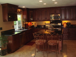 Mahogany Maple cabinets with Black Galaxy counter top