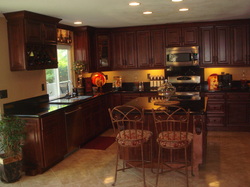 Mahogany Maple cabinets with Black Galaxy counter top